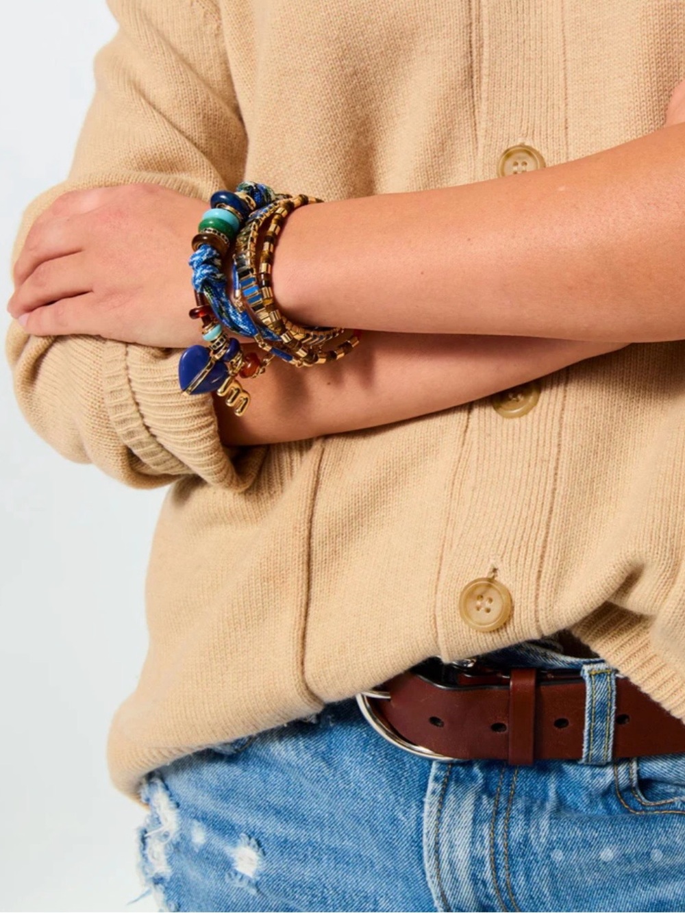 ROXANNE ASSOULIN The Super Size Happy Cord Bracelet denim & black firm price - Picture 2 of 9